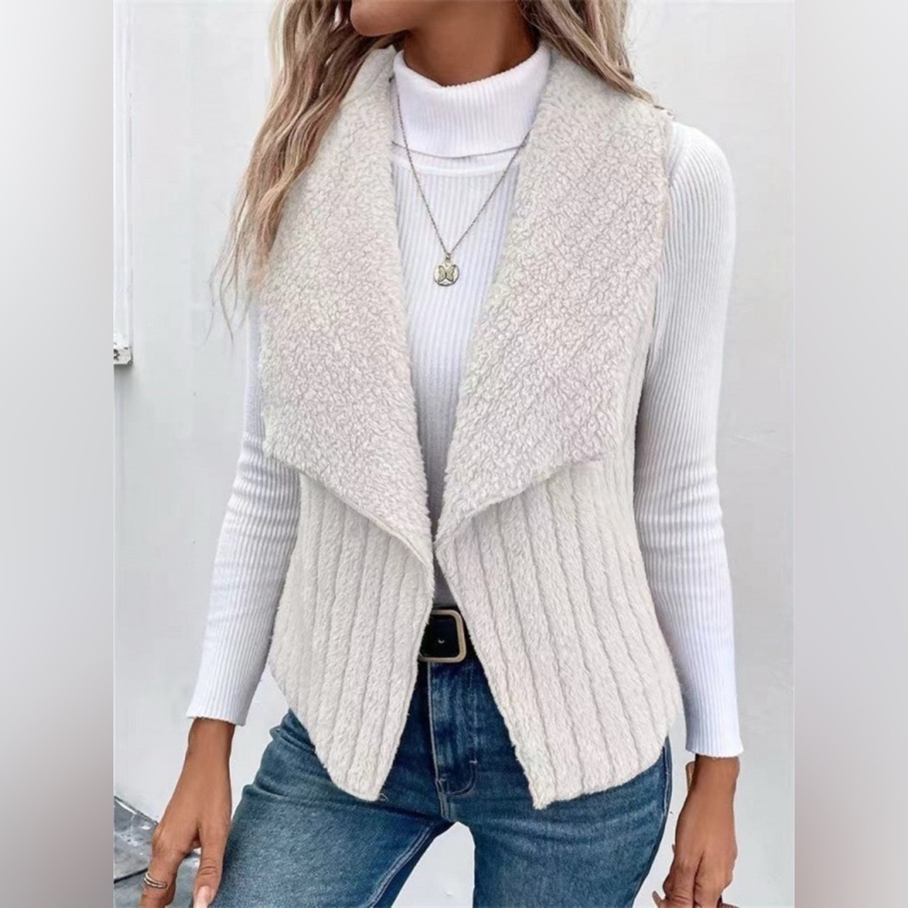 Cozy Fleece Open Front Vest Coat
